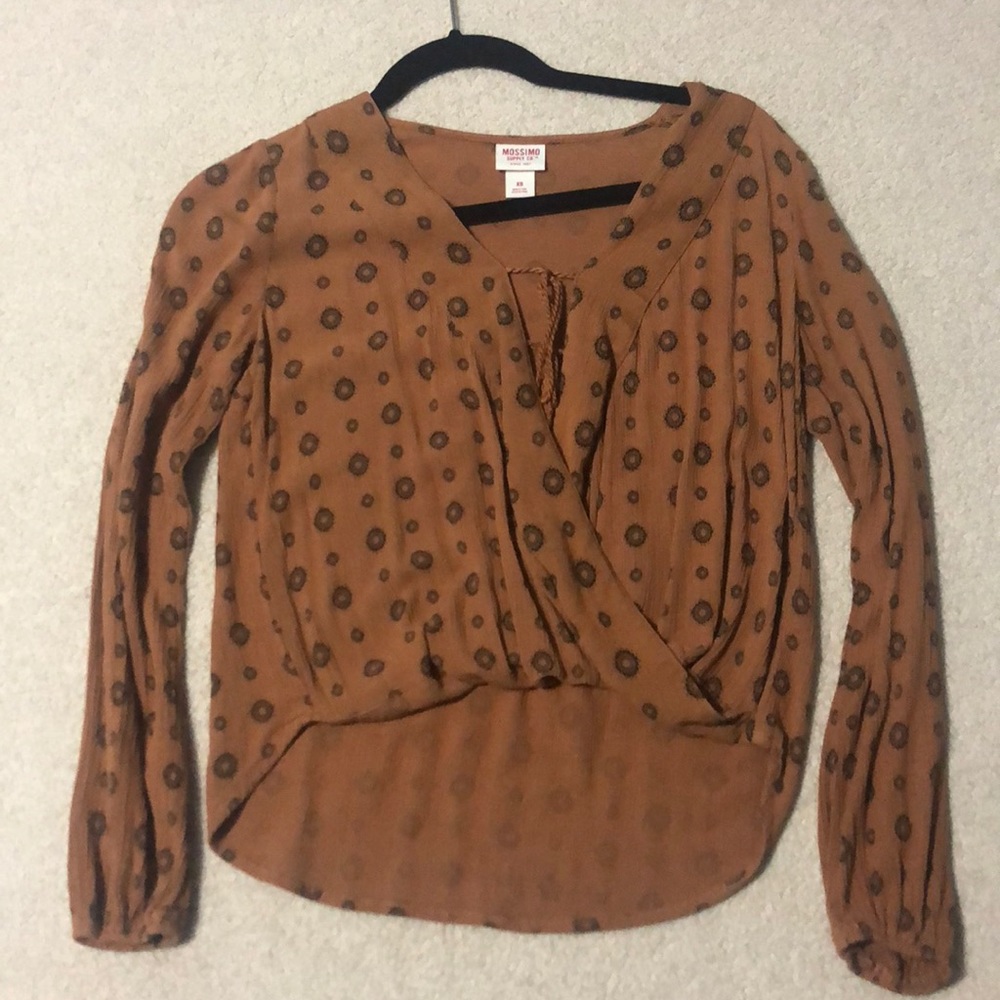 High-low blouse with front tie